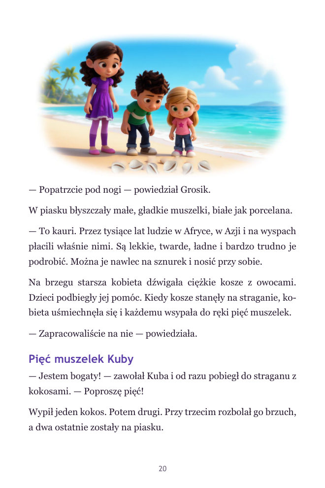 Rozdział 3: plaża, muszelki kauri i pięć muszelek Kuby
